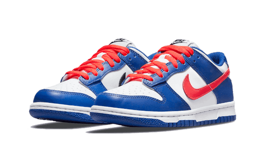 Nike Dunk Low Bright Crimson Game Royal (GS) — Authentiques & neuves — Luve Sneakers